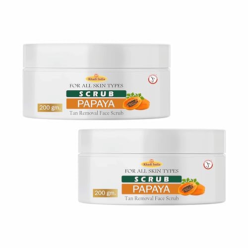 Image of Khadi 100% Pure & Herbal Papaya Scrub - Skin Brightening & Pigmentation Control Face & Body Exfoliator - 400g