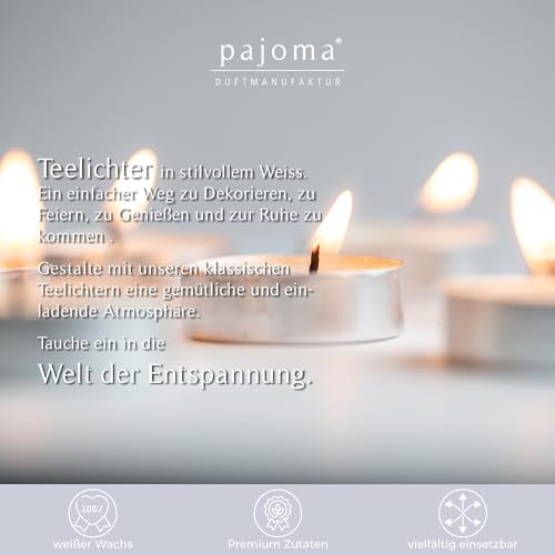 Miniatura 3 de Pajoma - Velas De Té Sin Perfume, 100 Unidades, Tiempo De Combustión: 8 Horas. Velas De Té Gastro, Durchmesser: 3,8 Cm