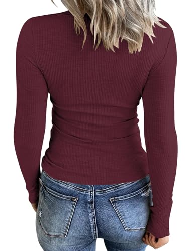 Image of Kancystore Women's Fall Long Sleeve Tops Lace V Neck Button Down Henley Shirts Tunic Blouses