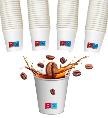 SWEEPING 1000 Verres à café en papier Blanc Jetable Gobelets à Café Papier Biodégradables Biocompostables Gobelets à Café jetables Tasses 75 ml