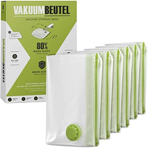 NORDIC® - Vakuumbeutel für Kleidung - 6x Größe S in 60x40cm - BPA Frei - Vakuumbeutel klein - Vacuum Bags for Clothing – Vakuumierbeutel Kleidung – Vacuum Storage Bags