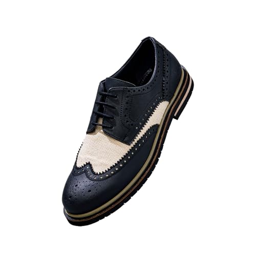 Image of Neeman's Jute Dress Oxfords for Men | Eco-Friendly Brogue Detailing with Cushioned Sole & Modern Heel | Classic Formal Shoes