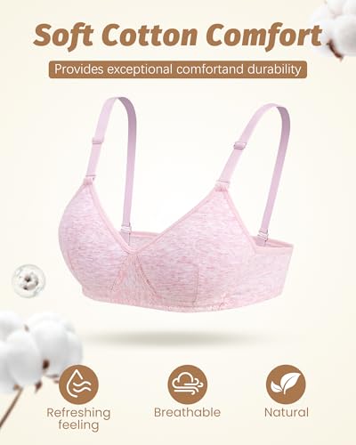 Image of Phennie's Big Girls Cotton Training Bras Kids Wireless Light Padded Sports Bras for Teens 10-18 Years