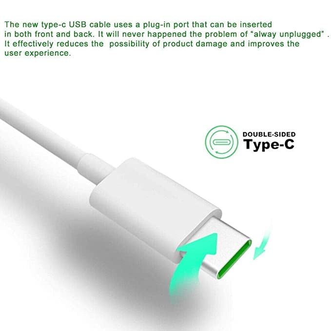Image of 65w Super Vooc Original Type C Fast Charging Cable Compatible with Oppo R17 / Find X / R15 / Reno /Reno 2 / Reno 2Z / Reno F /Reno 10X Zoom / K5 / K3 / A91 / Reno 3 Pro / F15 / F17 & All Type C Devices
