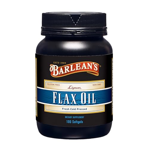 Barlean's Omega 3 6 9 Lignan Flaxseed Oil Supplements, Cold-Pressed Flax Seed Supplement Softgels with 1550 mg ALA Fatty Acids, 100 Count