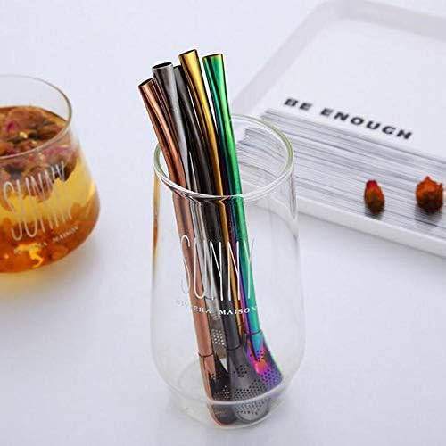 Miniatura 6 de Mengbaobao 6 pajitas de acero inoxidable 304 de oro rosa con 2 cepillos de limpieza