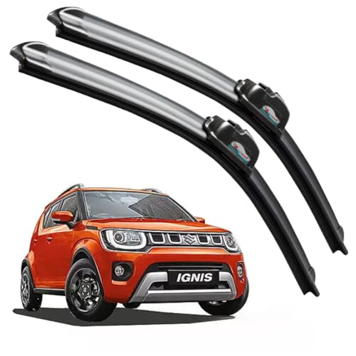 Image of Frameless Rubber Car Wiper Blades Set of 2 Compatible with (Ignis (2017-Till Date) (D-21,P-17))