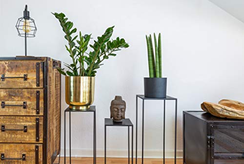 Kimisty Set 3 Metal Plant Stand Tall, Nesting Wedding Pedestal Table, High Square Display Rack Flower Holder, Corner Planter Pot, Tiered Planter, Party Decor, Modern Decorative Curio Stand, Rust Resistant (Black Iron) #TOP7