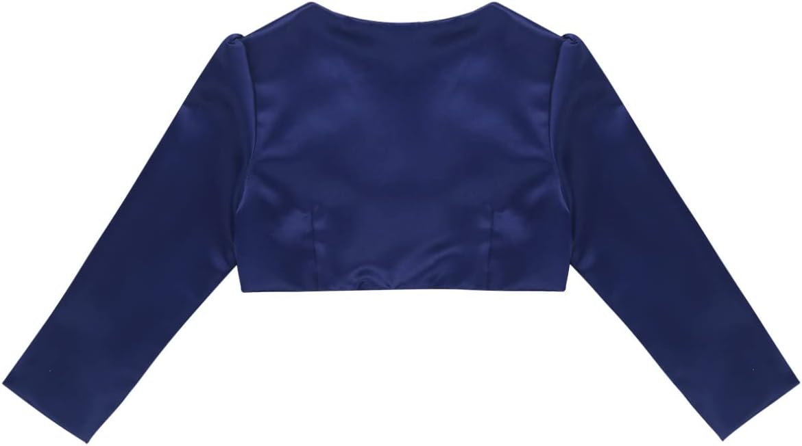 Sxiwei Kids Girls Long Sleeves Bolero Wedding Shrug 3D Flower Short Cardigan Jacket Dress Cover Up