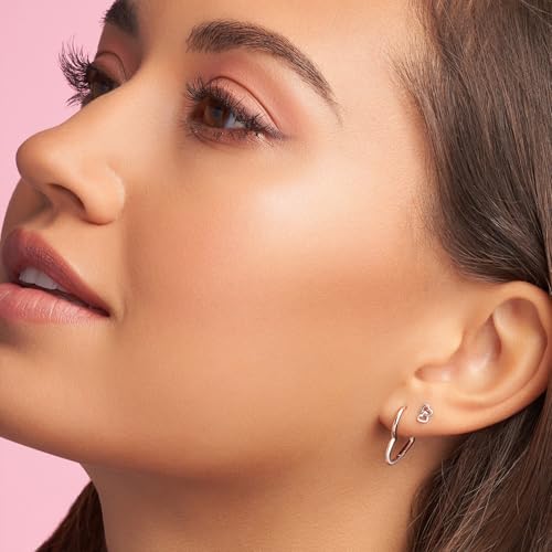 PANDORA Asymmetrical Heart Hoop Earrings - Minimalist Hoop Earrings - Stunning Women's Earrings - Gift for Her - 14k Rose Gold - With Gift Box3