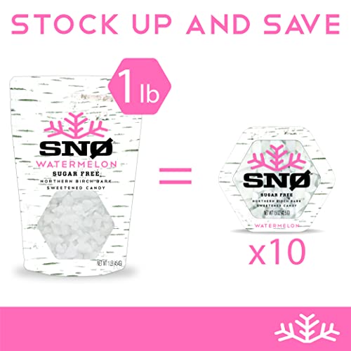 Watermelon Keto Xylitol Candy Chips (6-Pack) - Snø 1.5 Oz - Sugar-Free Candy With Only 2 Ingredients | Low Carbs, Diabetic-Friendly, Non-Gmo, Vegan, Gf & Kosher | Purest Candy In The World! #TOP5