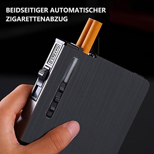 CAM2 Zigarettenetui mit Feuerzeug, Auto-Auswurf, unterbringen 20 Zigaretten, Elegante Entwurf Zigarettenbox Mit Elektronisches Feuerzeug Aufladbar (Schwarzes Drahtzeichnen)