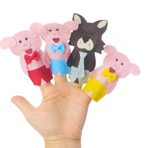 Dedoches Três Porquinhos em Feltro 4 peças