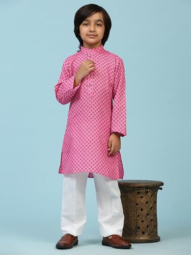 Image of Pro-Ethic Style Developer Boys Silk Floral Kurta Pajama Ethnic Wear Set | Cotton Kurta Pajam