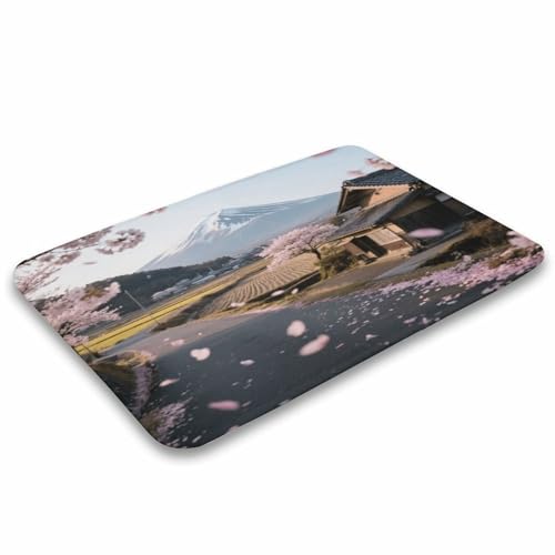 Alfombras de baño para ducha y bañera con estampado floral de cerezo 5