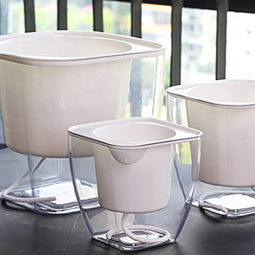 Yarnow Terrarium Deck Watering For Style Clear Double Plant- Home Succulents Garden Hydroponic Transparent Indoor Air Plant Planter Self- Watering Plastic White Container Square Plants Glass Vase #TOP1
