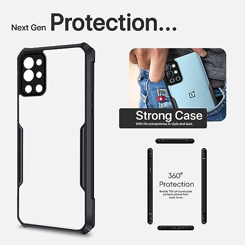 Image of Outlouders Back Cover for OnePlus 9R 5G | Ultra Hybrid Transparent | Full Camera Protection | Raised Edge | Crystal Clear Bumper Case (Black)