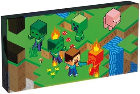 Minecraft Isometric Light Up Canvas 30cm x 15cm, Official Licensed LED Wall Art, Letterbox Framed Canvas Print for Bedroom, Living Room, Home Decor Gift image 5