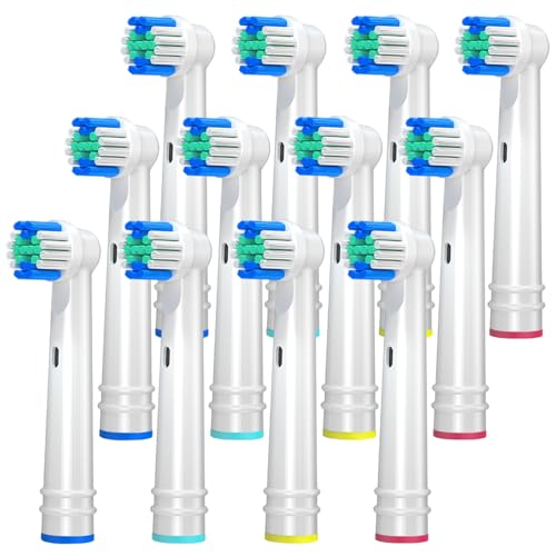 REDTRON Toothbrush Heads for Oral B, Replacement Brush Head for Oral B, Precision Clean Brush Heads Fit for pro 1000/3000/5000, Vitality Smart Genius Series, 12 Pack, White EB17-P