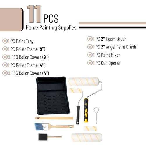 Bates Paint Roller - Paint Brush, Paint Tray, Roller Paint Brush, 11 Piece Home Painting Supplies, Foam Brush, House Painting Tray, Painting Tools, Roller and Paint Brushes, Interior Paint Brushes - Image 2