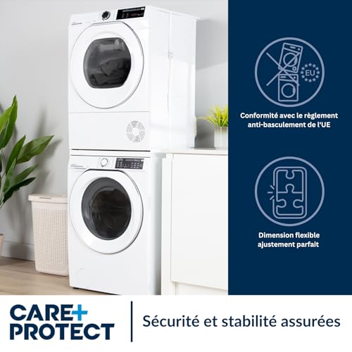 CARE+PROTECT Universal Stacking Kit, for Washing Machines and Tumble Dryers, Depth 55 to 62 cm, Space-Saving, Anti-Tipping, Easy to Install, White - Image 5