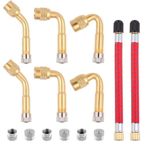 14 Stück Ventilverlängerung Autoventil Set 45 90 135 Grad Ventilverlängerung Adapter Utoventil Adapter Winkelventil 2 Stück Verlängerung Autoventils Asapte Mit 6 Ventilkappen Für Auto Motorrad