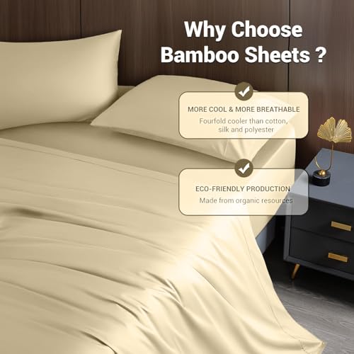 image for Shilucheng 4 Piece King Sheet Sets, Cooling Sheets, Blend Rayon Derive