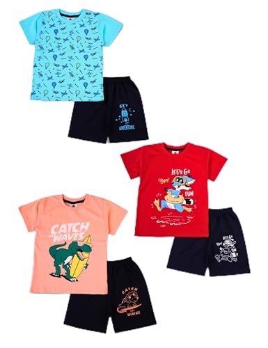 Image of Naavai Kids Cotton Boys And Girls T-shirts And Shorts Set Dress /Pack Of 3 / Baby Boys Set Dress /Boys Clothing Set Summer Combo Pack /Multicolor /Kids Boys Dress t-shirts