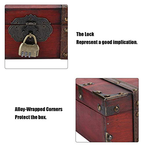 Treasure Chest, Vintage Wooden Boxes Decorative Box With Lock And Key Wooden Keepsake Box Lockable Treasure Storage Jewelry Chest Desk Box With Lid Wooden Crown Box Gift For Home Decor(#2) #TOP2