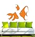 Produktbild WANDTATTOO w010 Fische Meer Wasser Aquarium 80x55, orange - Dekoration Fensterfolie - Wandaufkleber - Kinderzimmer Wohnzimmer Schlafzimmer Küche Badezimmer Büro Hotel