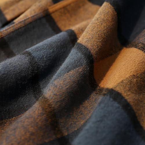 Image of Dubinik Mens Shacket Flannel Shirt for Men Lightweight Jacket Casual Plaid Coat with Warm Lining Long Sleeve Button