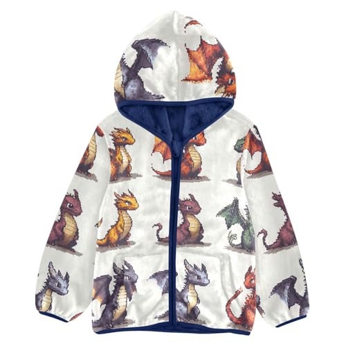 Pixel Cool Dragons Girls Fleece Jacket Girls Fall Jacket Girls Zip Up Hoodie Girls Sherpa Jacket 2-10T