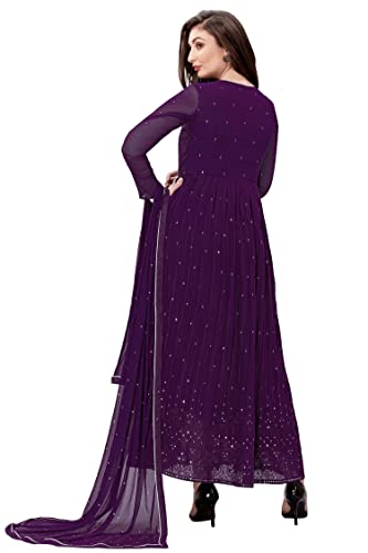 Image of TRENDMALLS Women's Georgette Embroidery Salwar Suit Anarkali Kurta Set with Dupatta