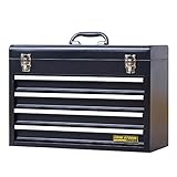 TANKSTORM Portable Steel Tool Chest with Drawers,20.6' 4-Drawer Box Storage Organizer Cabinet Metal Toolbox with Ball Bearing Slides, Black(X4)