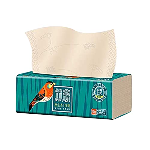 ISHEEP Papel de Cocina de Bambú,Pañuelo Facial de Bambú,8 paquetes de papel tisú por caja, 4 Capas – 80 Hojas por Paquete, Súper Absorbente y Ecológico
