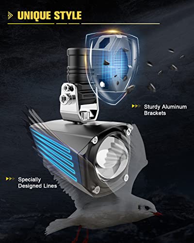 Image of Motorcycle LED Fog Lights Auxiliary Driving Light 60W 18000LM Dual Color Spotlights White Amber Strobe Flashing Lights with 5 Modes Wire Harness Kit, for Car Truck Boat ATV UTV, 2PCS