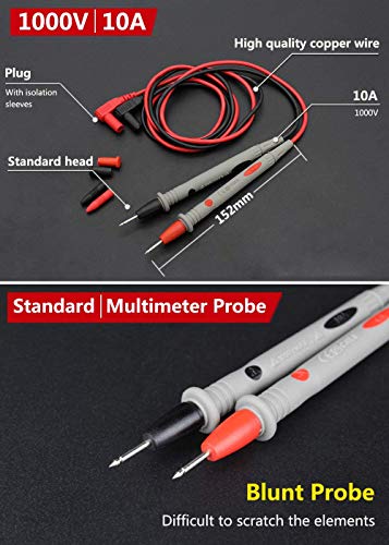 Image of Banana Plug Multimeter Test Leads, 1000V 20A Digital Multi Meter Clamp Tester Probes (2 pcs)