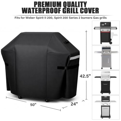 Image of 48 Inch 600D Heavy Duty BBQ Cover for Weber Spirit 2 Gas Grill