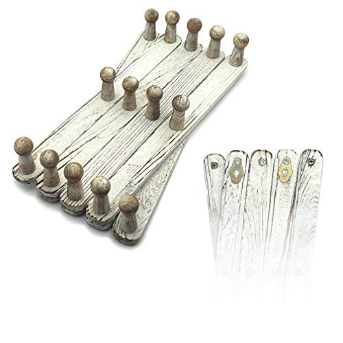 Mercurial Trade Expandable Wooden Coat Rack Hanger – Accordion Wall Mounted Pine Wood Hooks – Hand Made Vintage Expending Pegs – Hang Coat, Jacket, Hat, Leash, Towel, Mug, Bag – Distressed White #TOP6