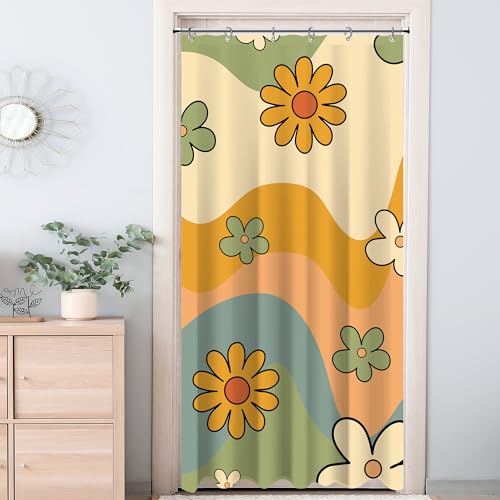 Small Stall RV Half 70s Cute Retro Floral Daisy 36W*72H Inch Shower Curtain