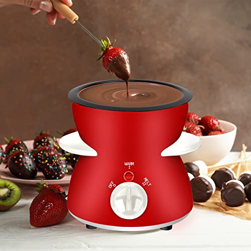 Offkitsly Fondue Pot Set, Mini Electric Fondue Pot Set For Melting Chocolate Cheese, Chocolate Meting Pot Fondue Maker With Dipping Forks For Holiday Christmas Birthday Party Gift -Red #TOP2