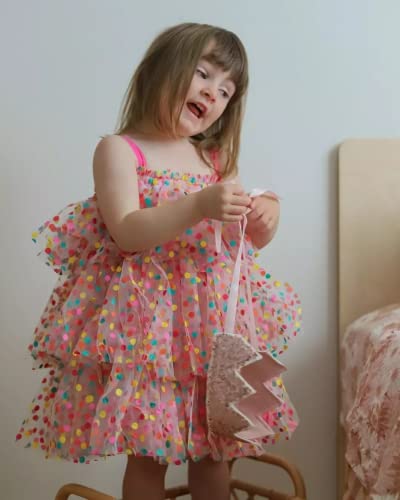 Fepege Toddler Baby Girl Tulle Tutu Dress Sleeveless Dots Print Layered Princess Birthday Party Cake Dresses (Pink, 3-4 Years) #TOP2
