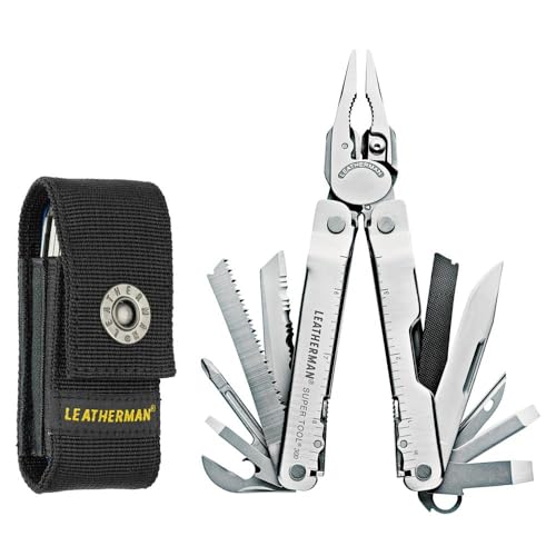 Leatherman Super Tool 300 - Multiherramienta de bricolaje, hecha en EE.UU. y con todas las navajas y herramientas de bloqueo en acero inoxidable con una funda de nylon, en negro