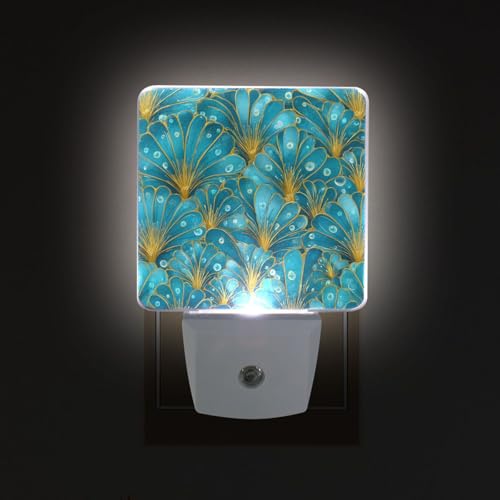 Lámpara de noche LED con sensor azul turquesa y conchas miniatura 2