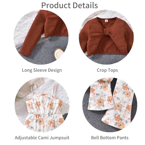 Image of HIHA Girls Sleeveless Jumpsuits Outfit Long Sleeve Twist Front Tops Romper Clothes Set Size 4-12