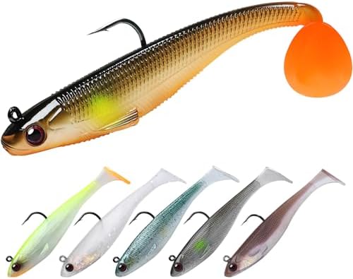 TRUSCEND Einfacher Fang Gummifische mit BKK-Haken, Besondere Vibrierende Schwimm- & zitternde Jigging-Aktion für mehr Bisse, tolle weiche Köder für Barsch, Forelle, Hecht, Zander,