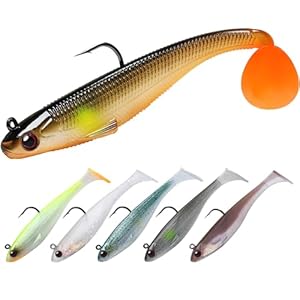 TRUSCEND Pre-Rigged Soft Fishing Lures, Well-Made Easy Catching Lures for Family Fishing, Great Action Swimbait with Spinner, All-Conditions Fishing Gear for Bass Trout Walleye, Crappie Fishing Jigs