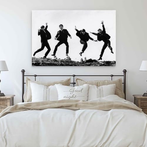 REOTTO Poster décoratif sur toile The Beatles Rock Star classique et artistique pour chambre à coucher (50 x 75 cm) - Les Beatles, Paul McCartney, John Lennon, RIngo Starr, George Harrison REOTTO Poster décoratif sur toile The Beatles Rock Star classique et artistique pour chambre à coucher (50 x 75 cm) – Image 7
