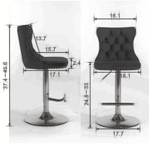 Miniatura 2 de Taburetes de bar giratorios de terciopelo dorado con altura de asiento ajustable de 25 a 33 pulgadas, modernos taburetes de bar tapizados con
