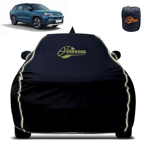 Image of Reflector Waterproof Car Cover for Maruti Victoris with Mirror & Antenna Pocket | All Weather Protection | Washable Fabric | Black Color